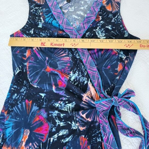 BCBGMaxAzria Women's Mini Wrap Dress Size Small Navy Blue Purple Career Evening - Picture 8 of 13